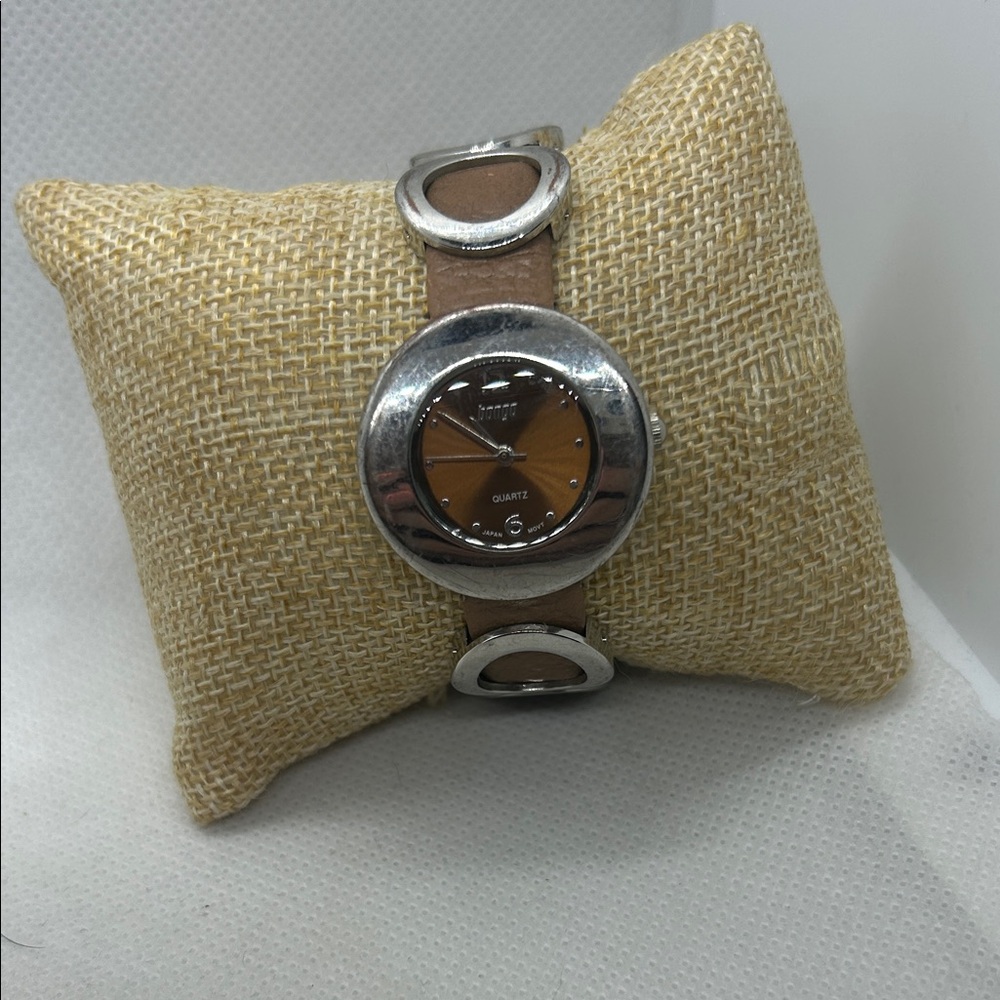 Brown Leather and Silver Quartz Watch